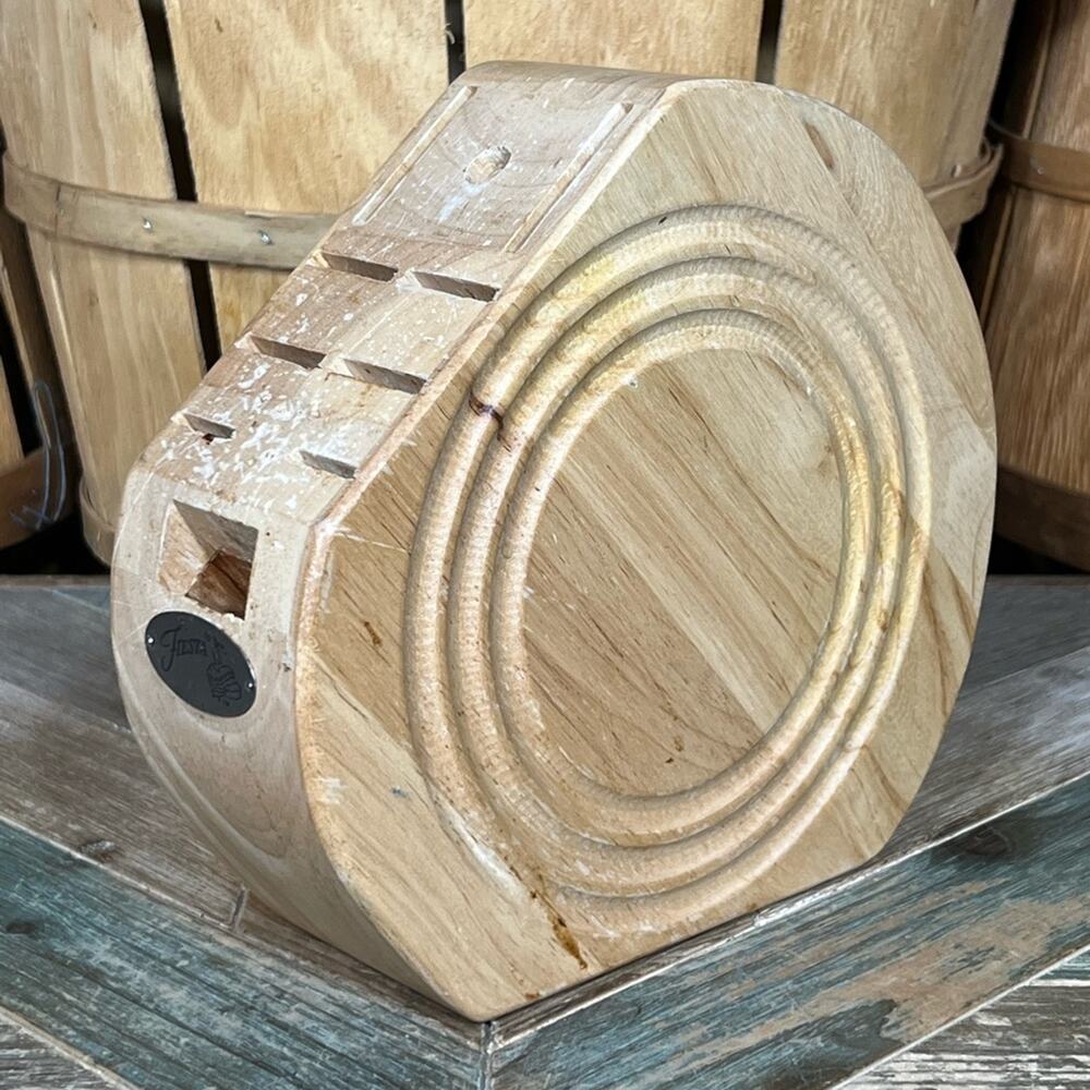 Fiesta Natural Wood Rounded 8 Knife 1 Kitchen Shears Knife Block